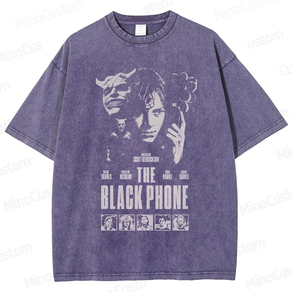 The Black Phone Vintage Washed Horror Thriller T - shirt