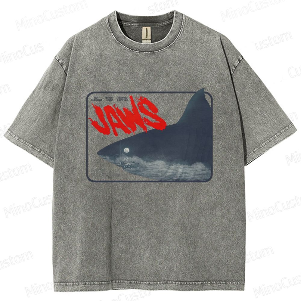 Jaws Vintage Washed Thriller Adventure T - shirt