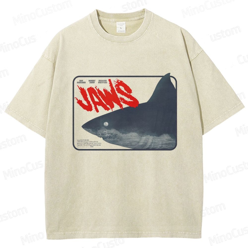Jaws Vintage Washed Thriller Adventure T - shirt