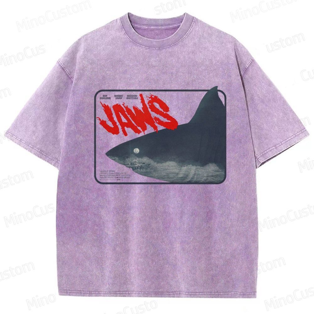Jaws Vintage Washed Thriller Adventure T - shirt