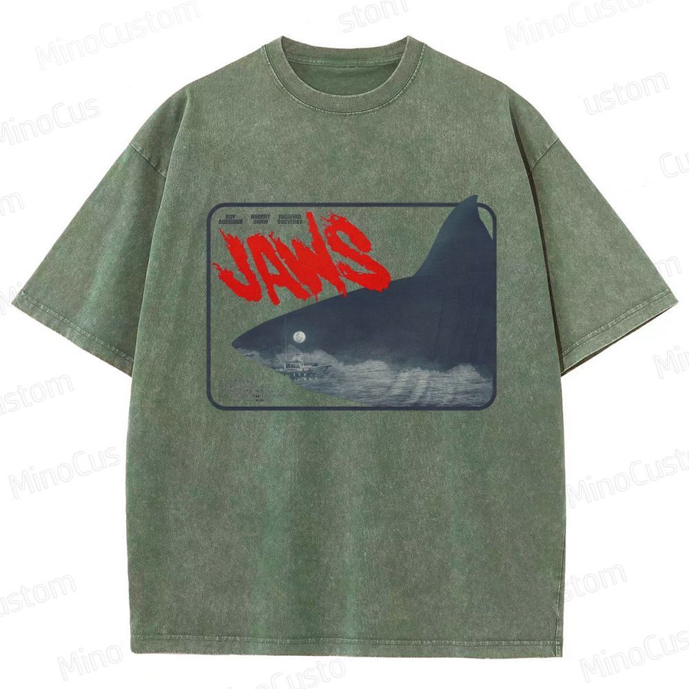 Jaws Vintage Washed Thriller Adventure T - shirt