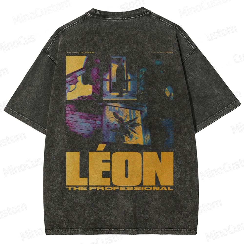 Léon: The Professional Vintage Washed Crime Drama T - shirt