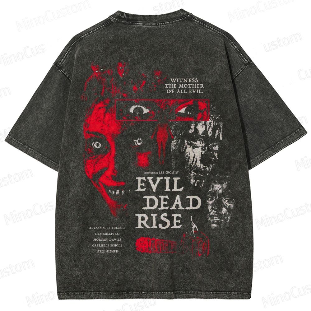 Evil Dead Rise Vintage Washed Horror T - shirt
