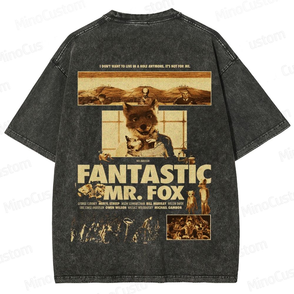 Fantastic Mr. Fox Vintage Washed Animation Comedy T - shirt