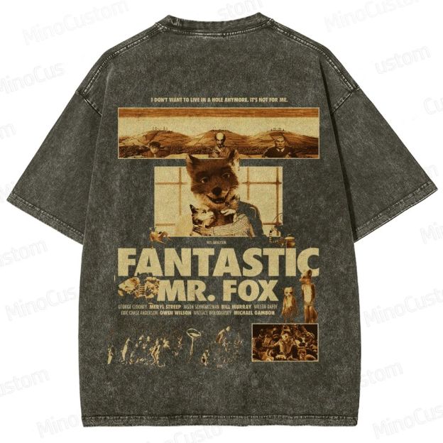 Fantastic Mr. Fox Vintage Washed Animation Comedy T - shirt