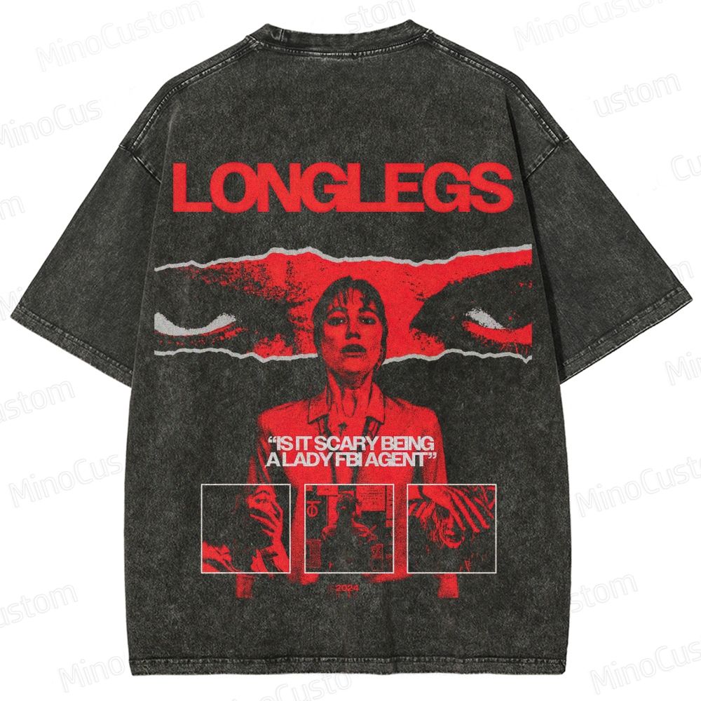 Longlegs Vintage Washed Horror Thriller T - shirt
