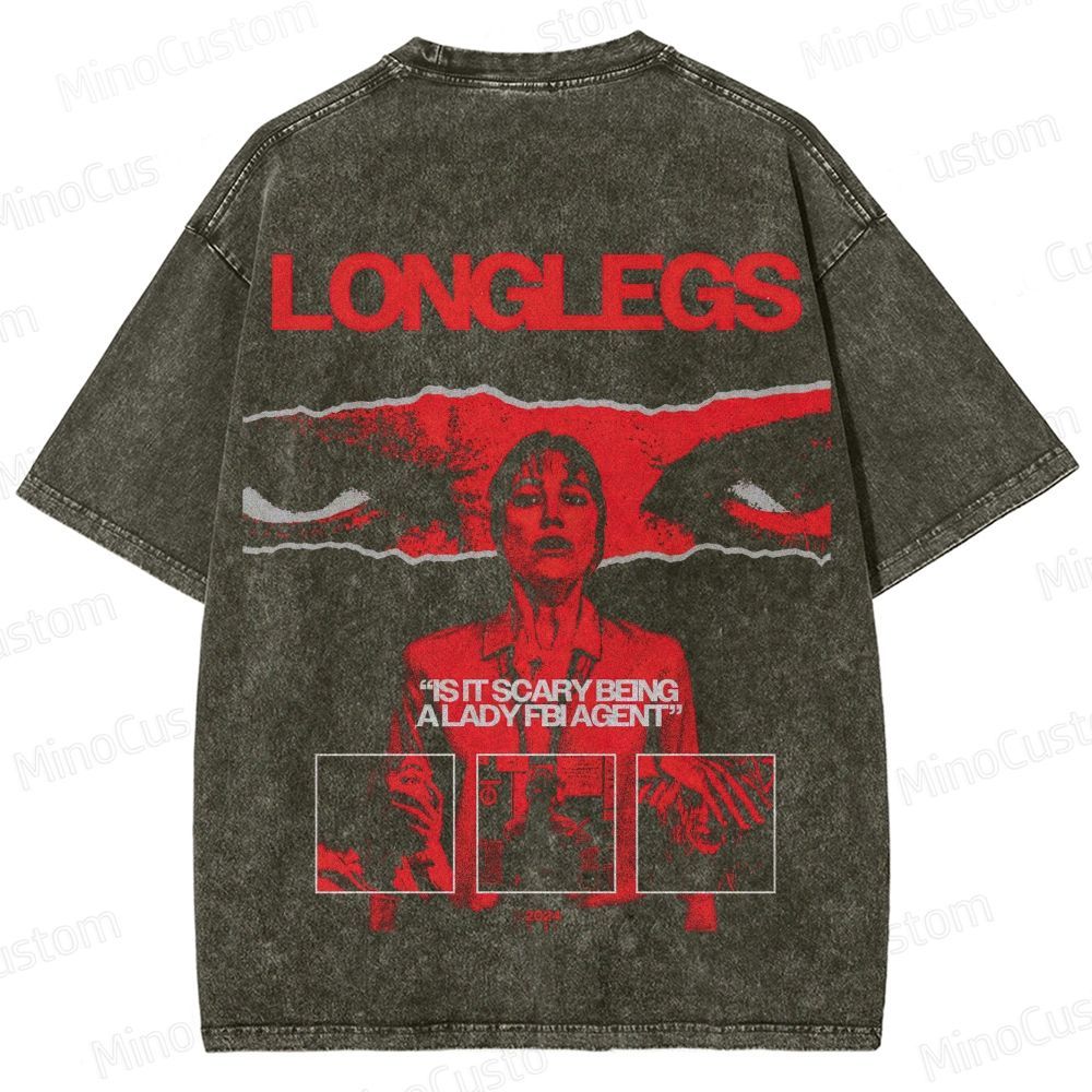 Longlegs Vintage Washed Horror Thriller T - shirt