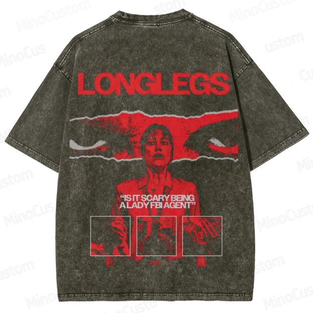Longlegs Vintage Washed Horror Thriller T - shirt