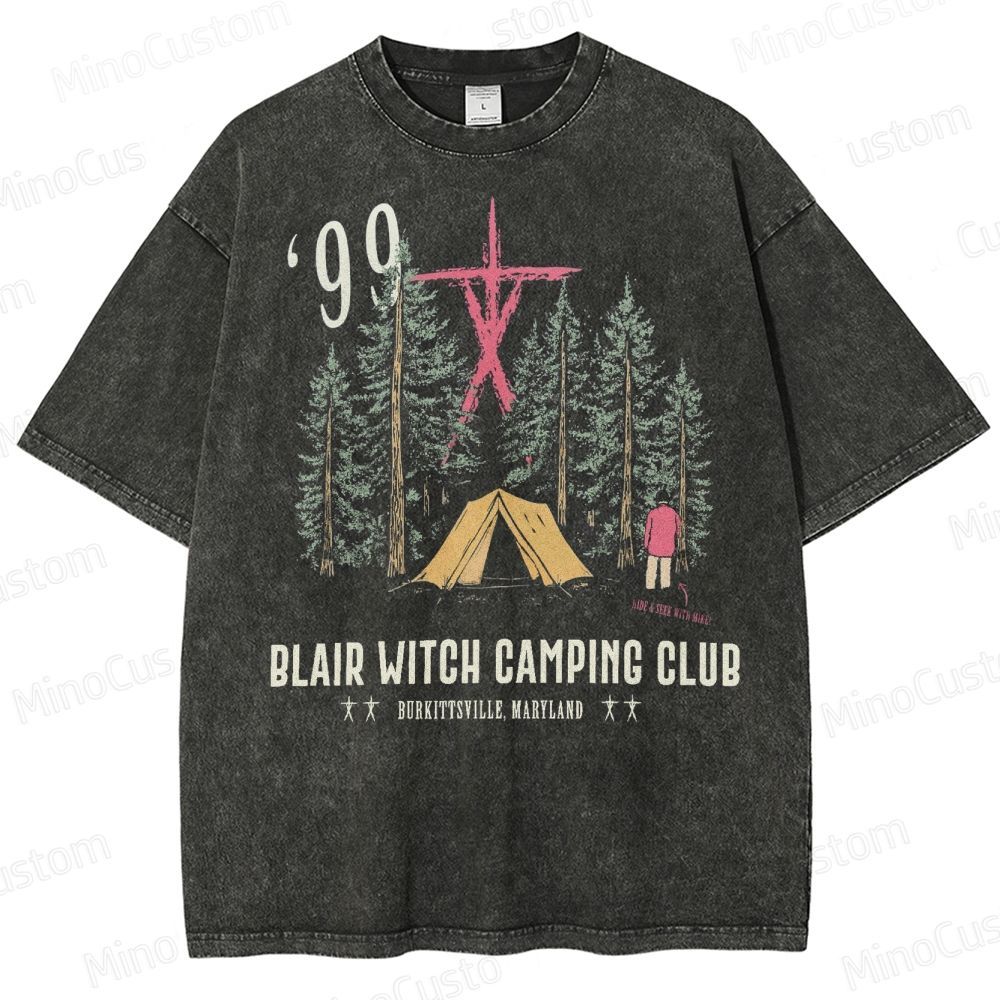 Witch Camping Vintage Distressed Washed T-Shirt