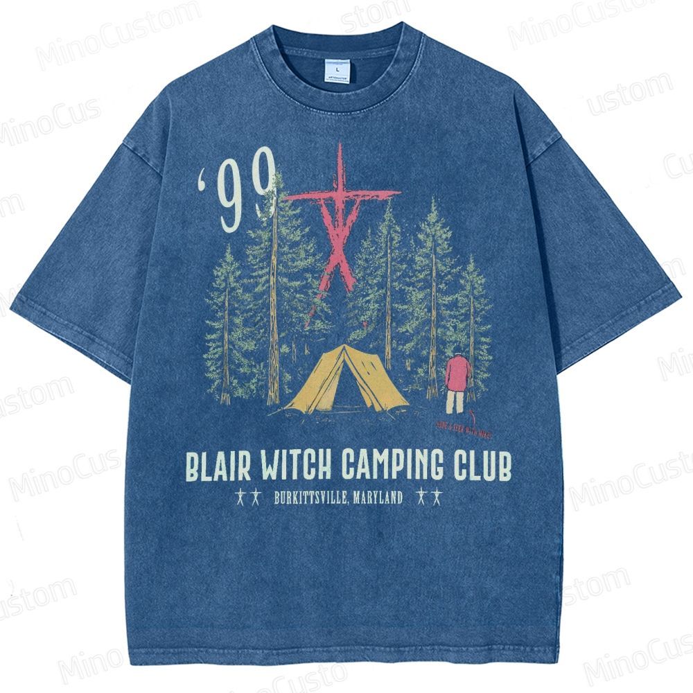 Witch Camping Vintage Distressed Washed T-Shirt