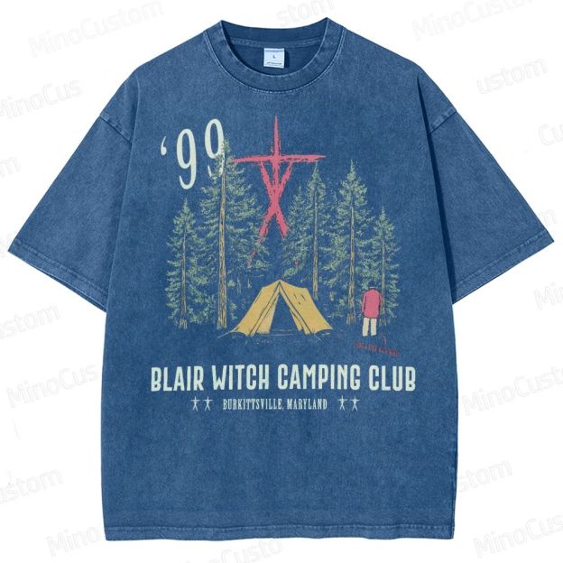Witch Camping Vintage Distressed Washed T-Shirt