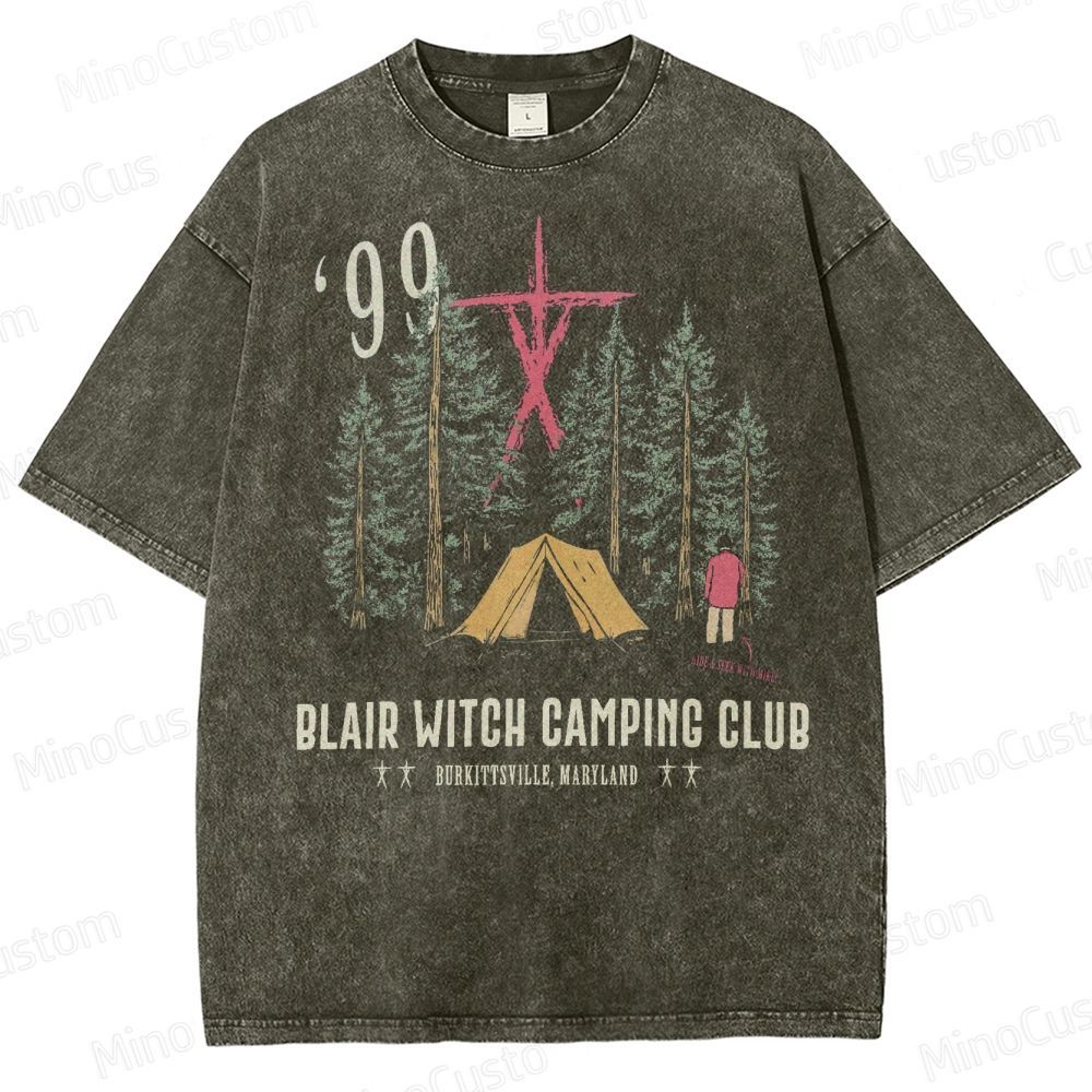 Witch Camping Vintage Distressed Washed T-Shirt