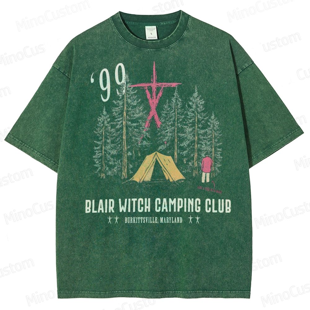 Witch Camping Vintage Distressed Washed T-Shirt