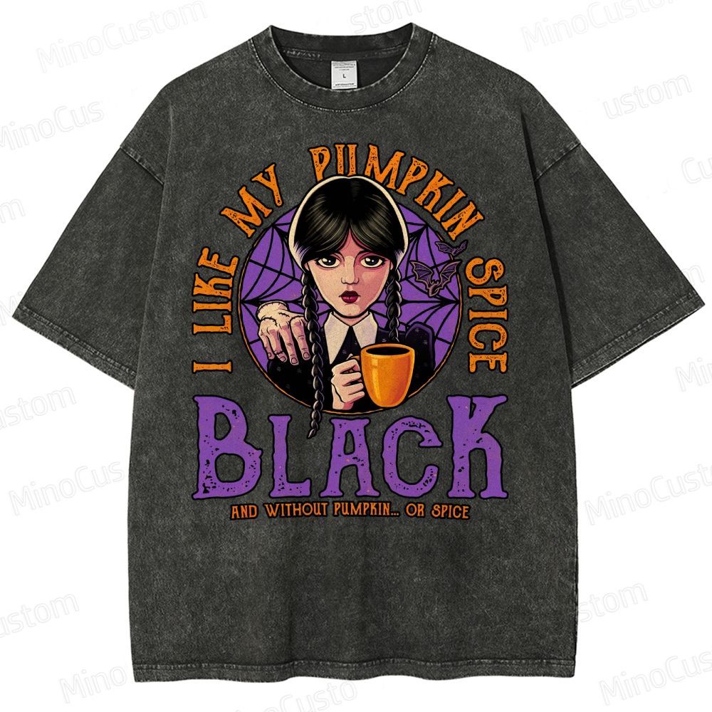 Pumpkin Spice Black Geek Washed T-Shirt