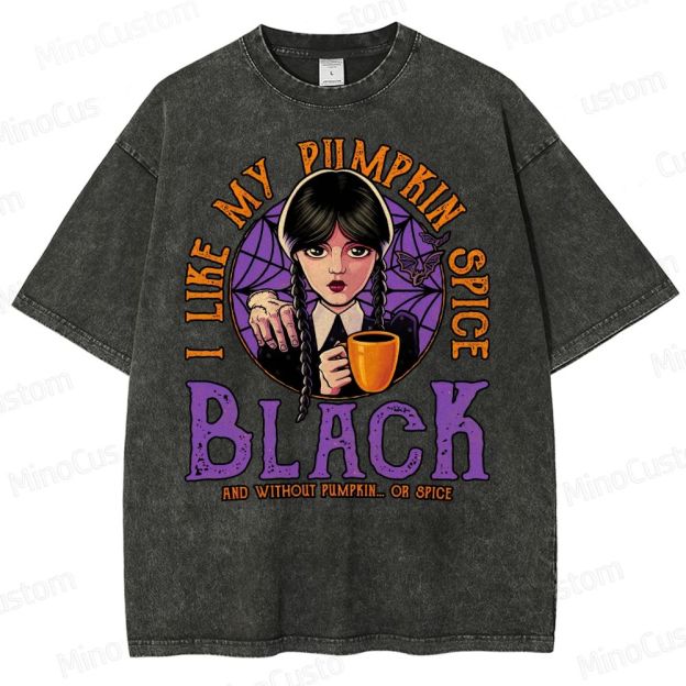 Pumpkin Spice Black Geek Washed T-Shirt 