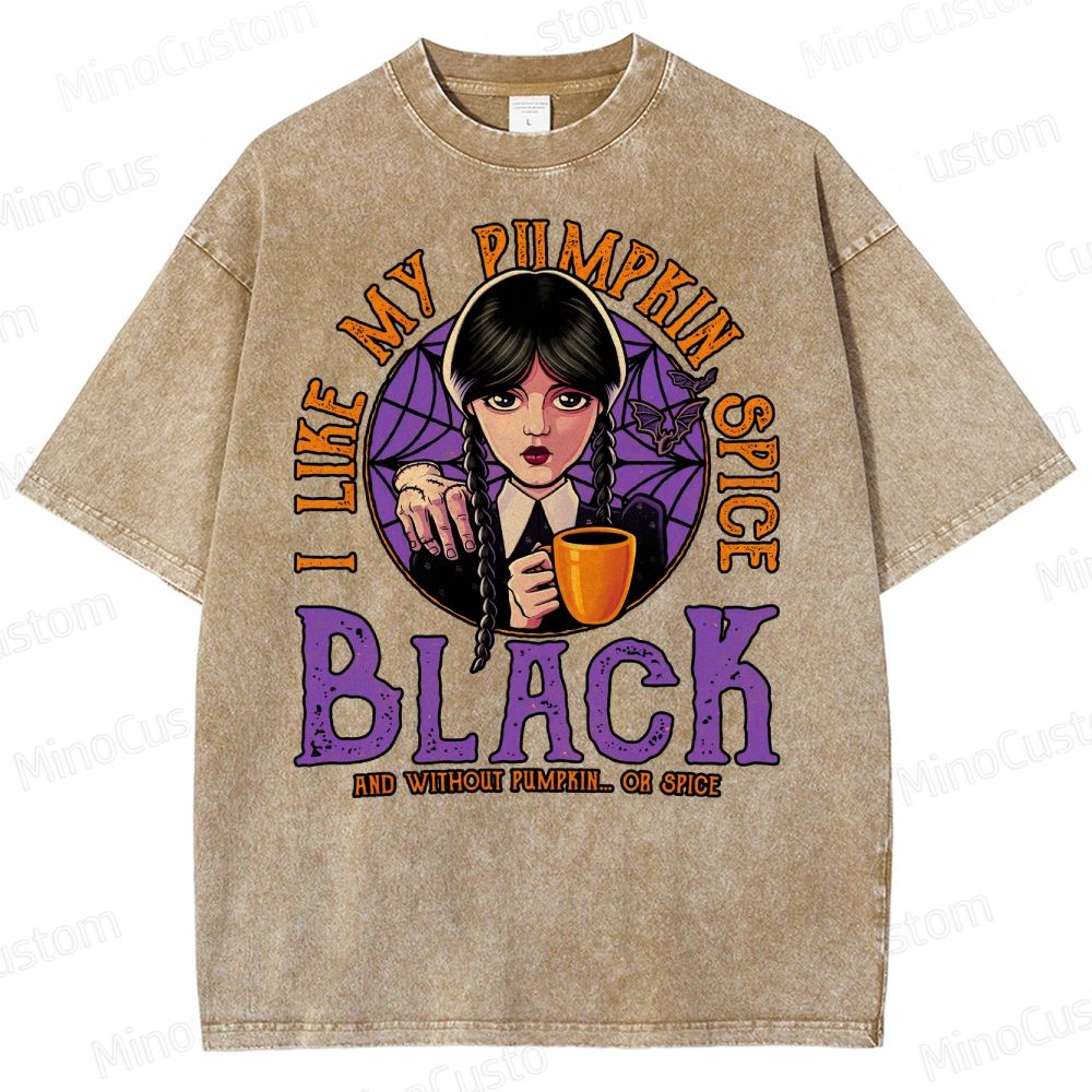 Pumpkin Spice Black Geek Washed T-Shirt 