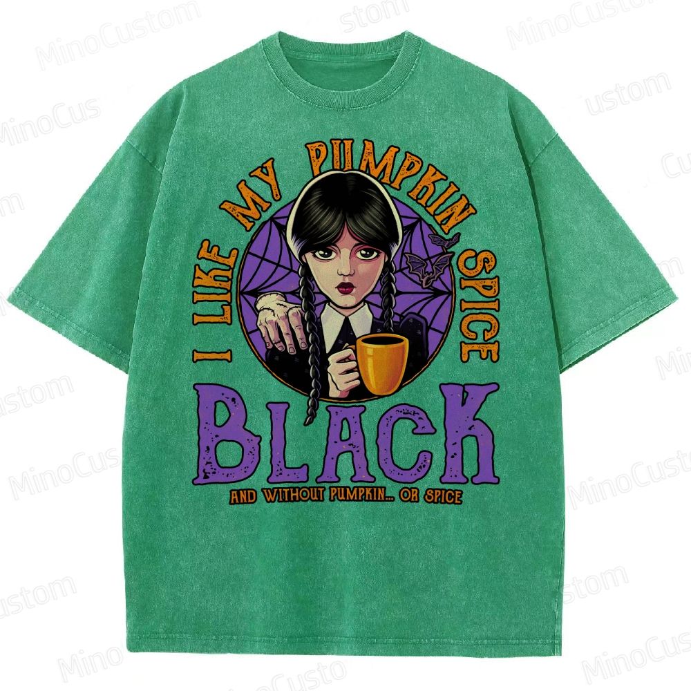 Pumpkin Spice Black Geek Washed T-Shirt 