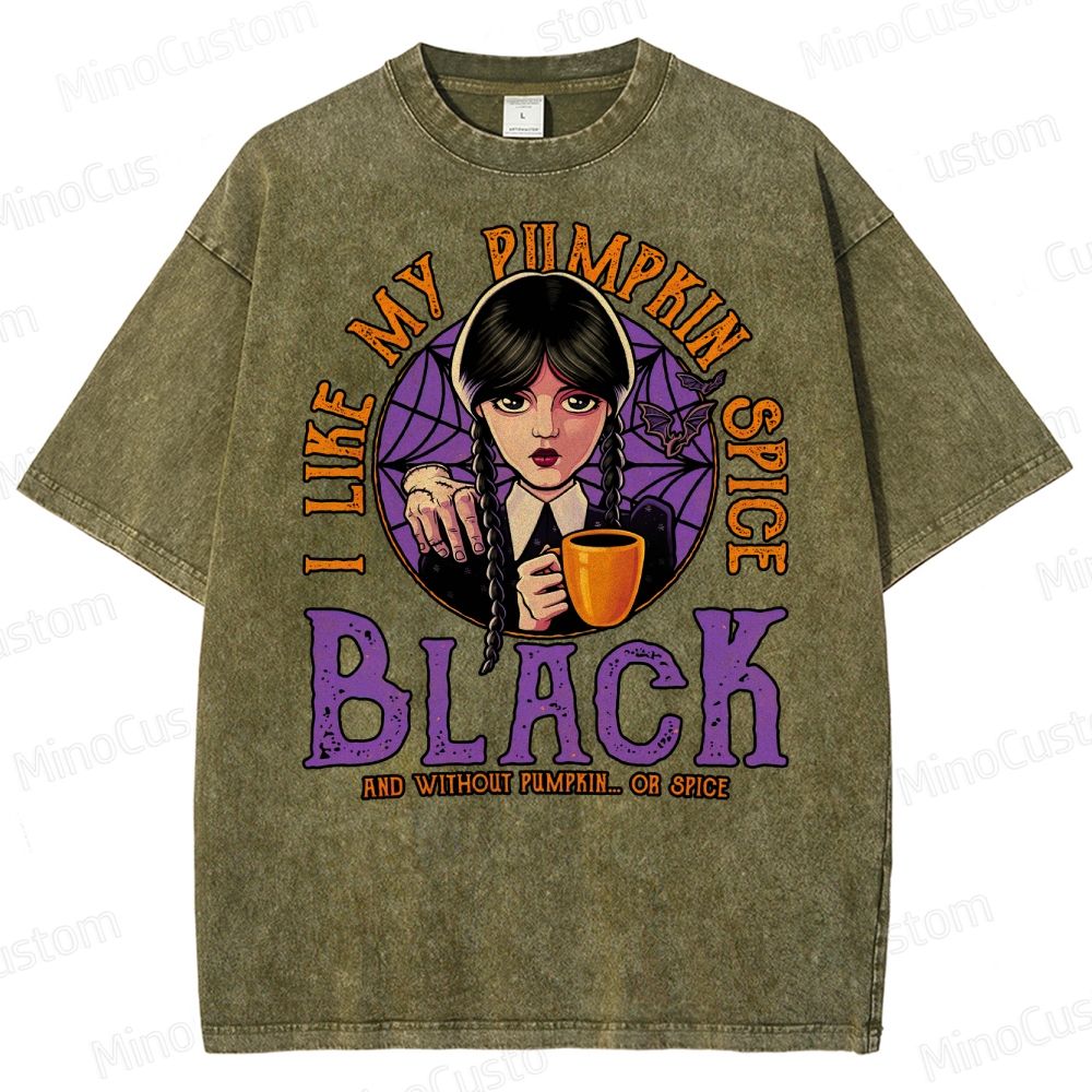 Pumpkin Spice Black Geek Washed T-Shirt 