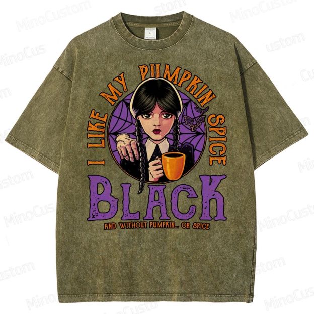 Pumpkin Spice Black Geek Washed T-Shirt 