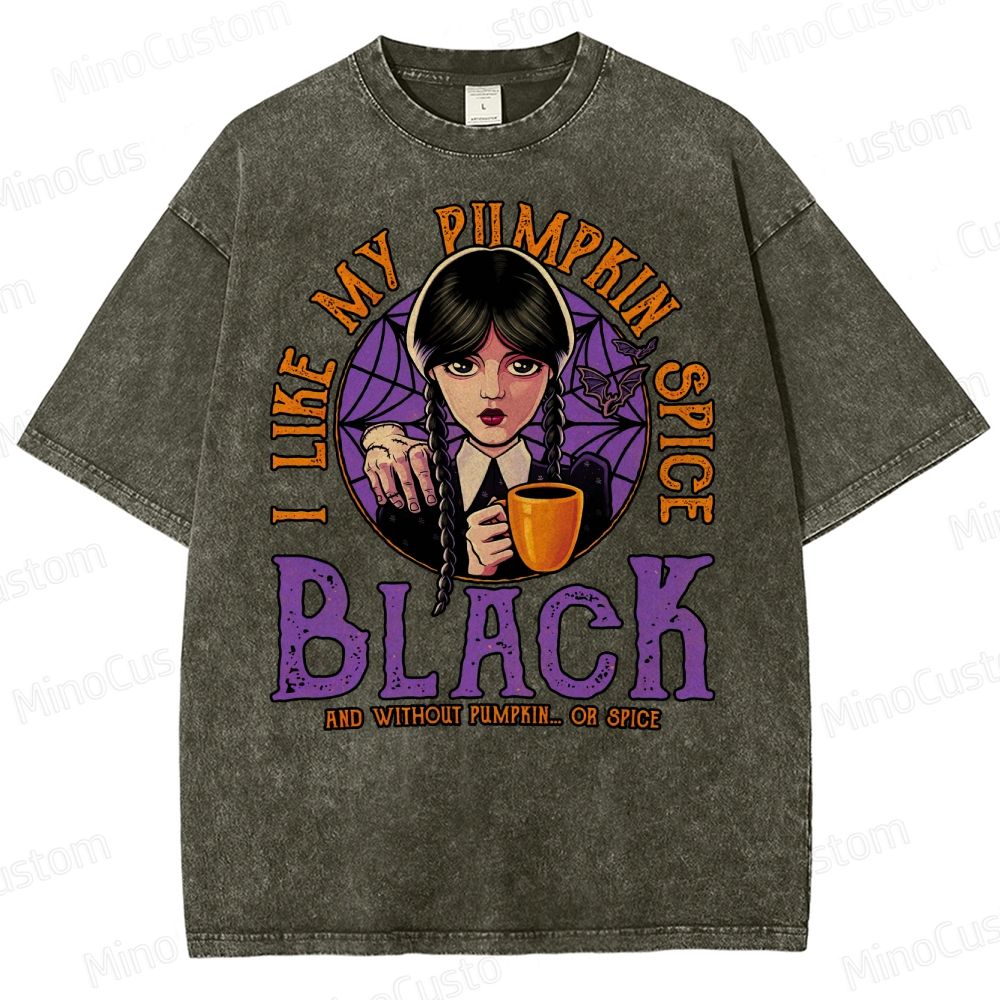 Pumpkin Spice Black Geek Washed T-Shirt 