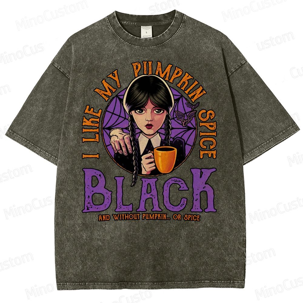 Pumpkin Spice Black Geek Washed T-Shirt 