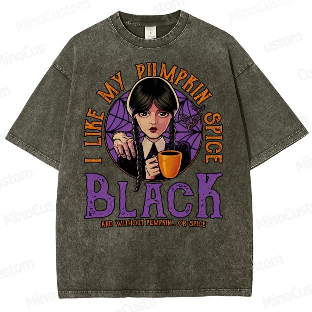 Pumpkin Spice Black Geek Washed T-Shirt 