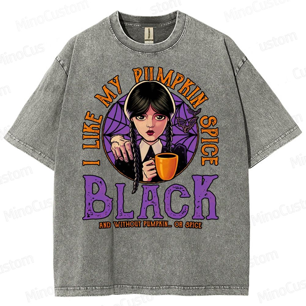 Pumpkin Spice Black Geek Washed T-Shirt 