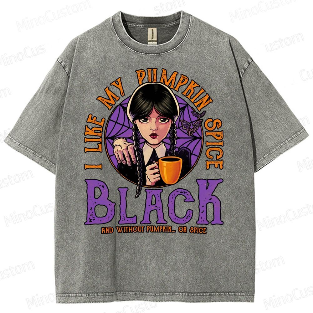 Pumpkin Spice Black Geek Washed T-Shirt 