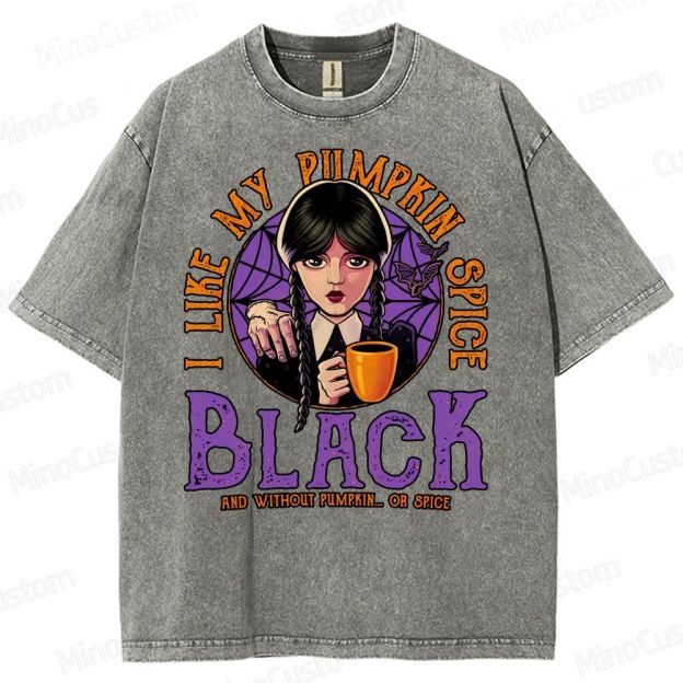 Pumpkin Spice Black Geek Washed T-Shirt 