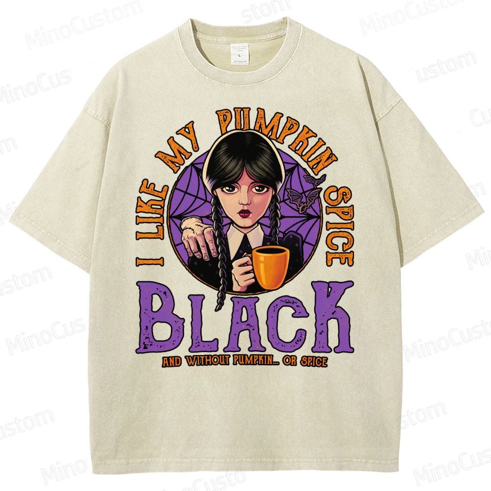 Pumpkin Spice Black Geek Washed T-Shirt 