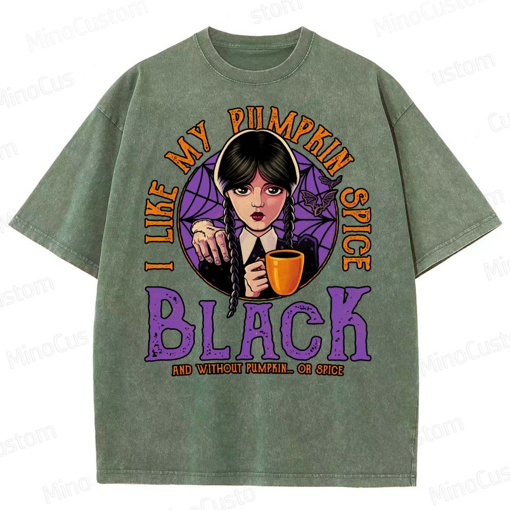 Pumpkin Spice Black Geek Washed T-Shirt 