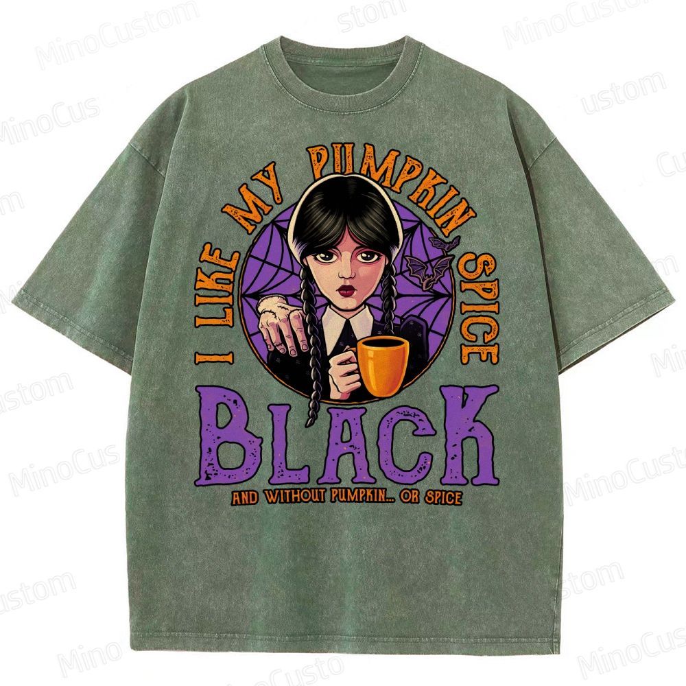 Pumpkin Spice Black Geek Washed T-Shirt 
