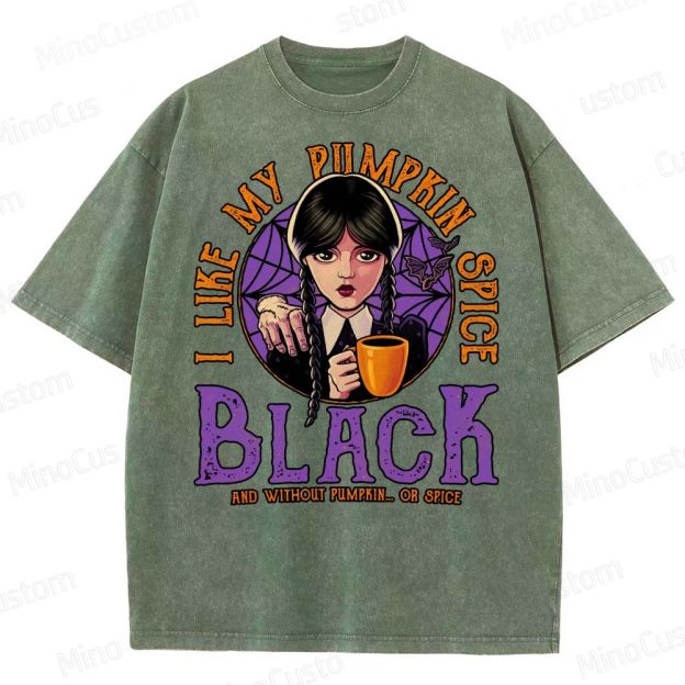 Pumpkin Spice Black Geek Washed T-Shirt 