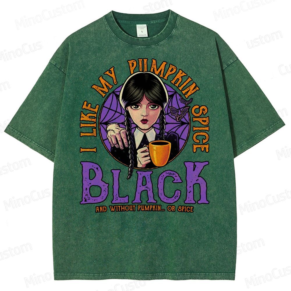 Pumpkin Spice Black Geek Washed T-Shirt 