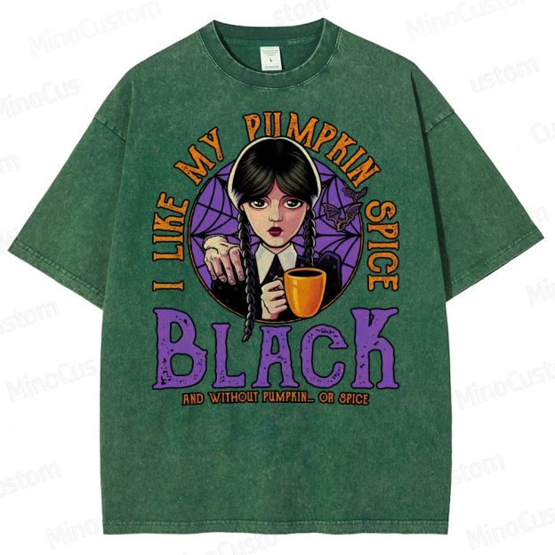 Pumpkin Spice Black Geek Washed T-Shirt 