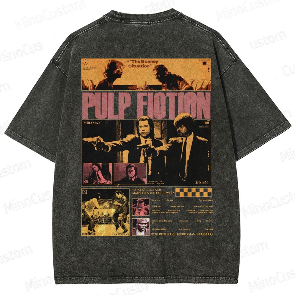 Pulp Fiction Collage Graphic Washed T-Shirt
