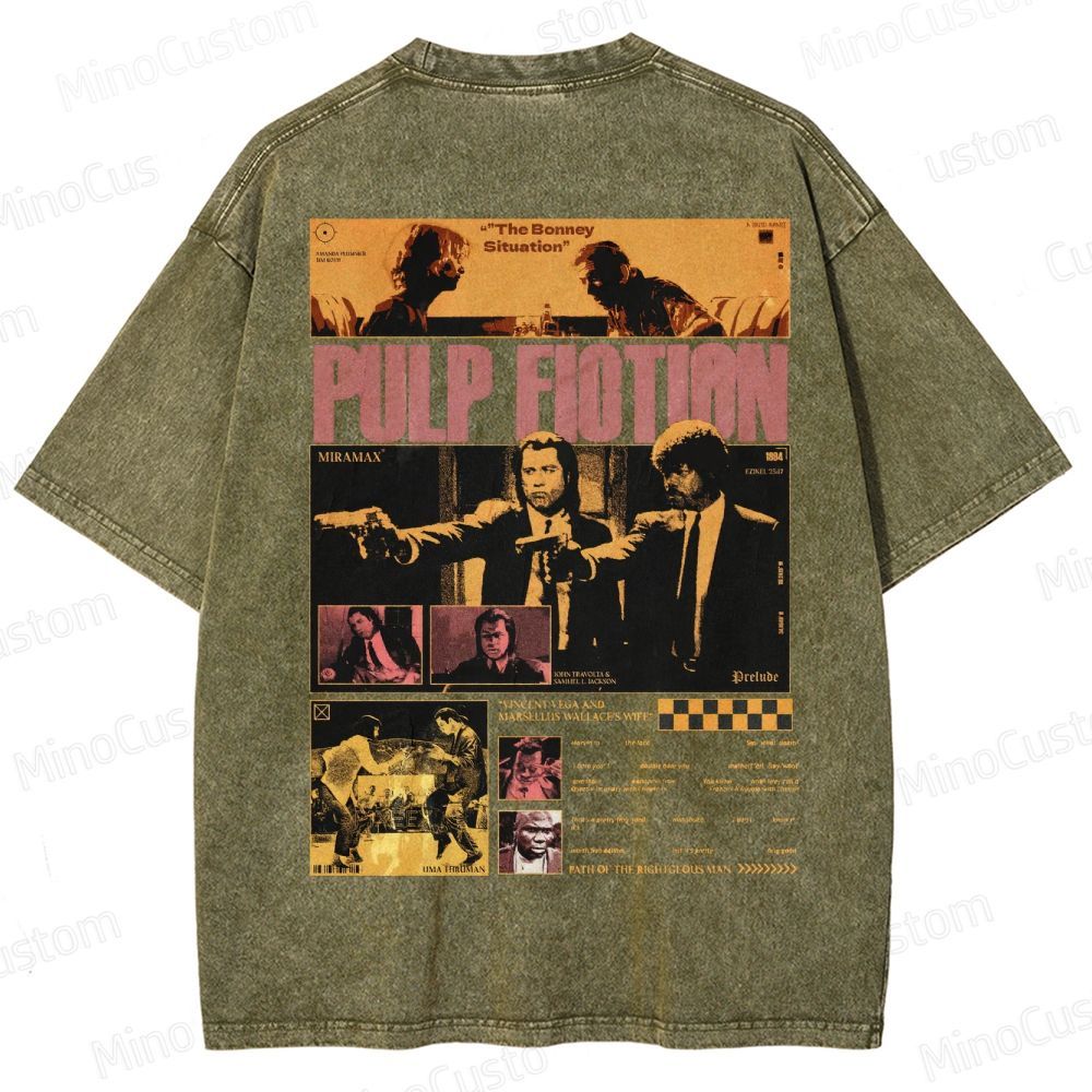 Pulp Fiction Collage Graphic Washed T-Shirt 