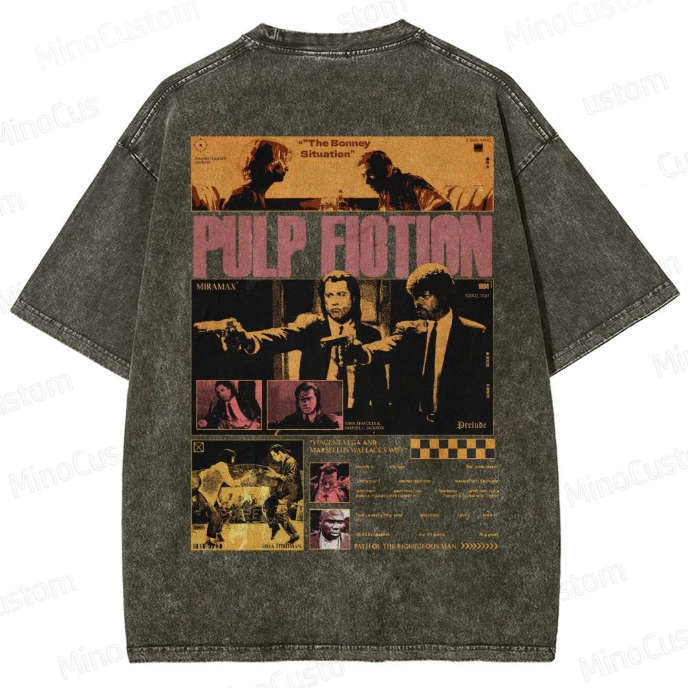 Pulp Fiction Collage Graphic Washed T-Shirt 