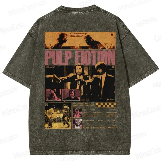 Pulp Fiction Collage Graphic Washed T-Shirt 