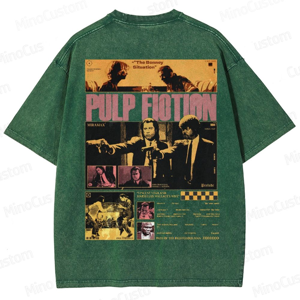 Pulp Fiction Collage Graphic Washed T-Shirt 