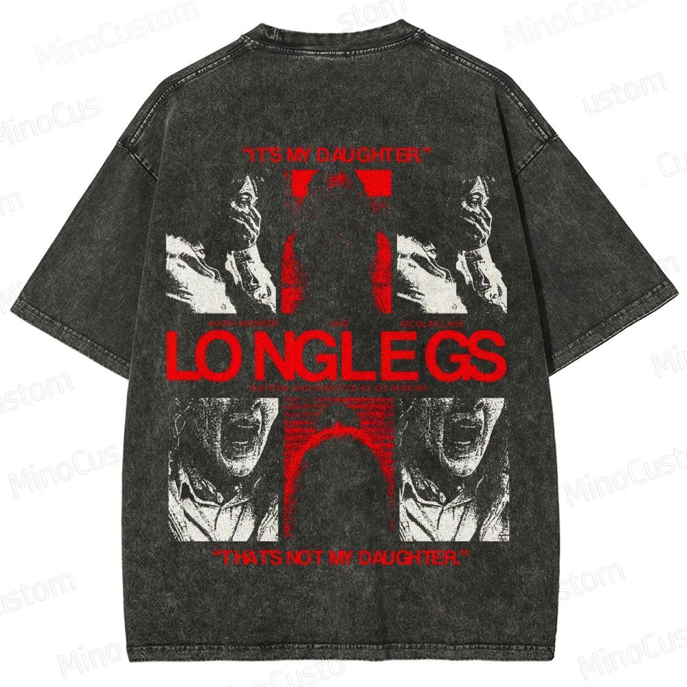 Longlegs Vintage Washed Horror Thriller T - shirt