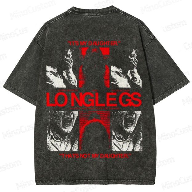 Longlegs Vintage Washed Horror Thriller T - shirt
