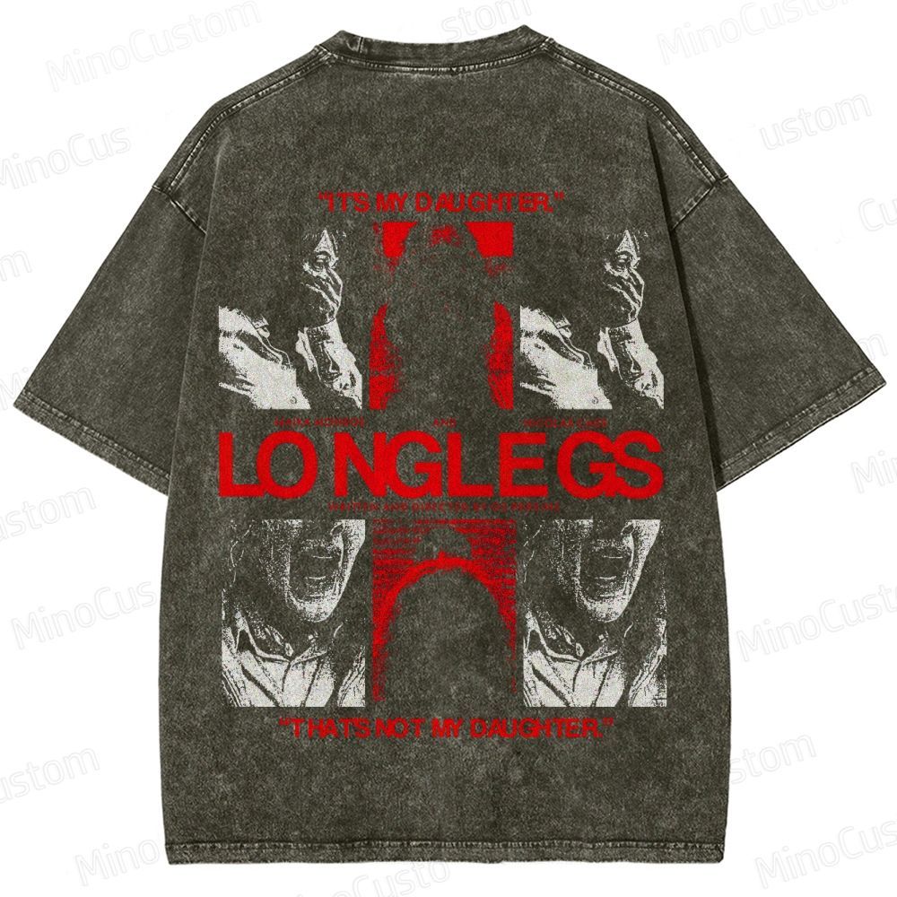 Longlegs Vintage Washed Horror Thriller T - shirt