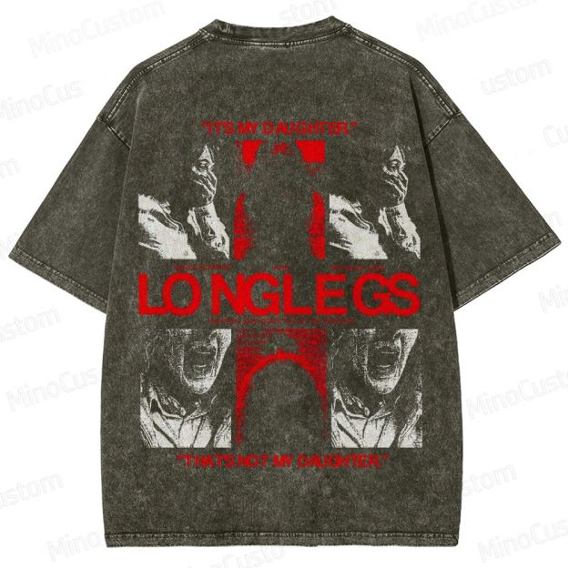 Longlegs Vintage Washed Horror Thriller T - shirt