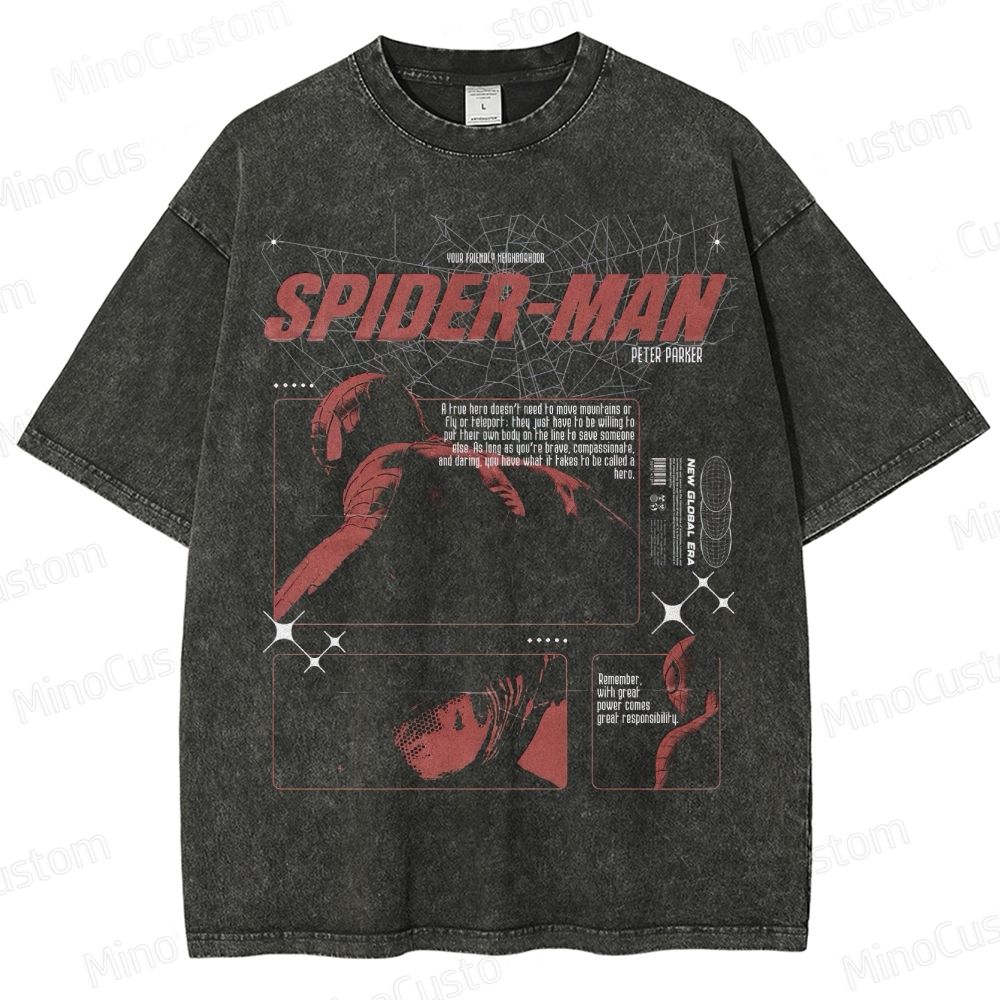 Spider - Man Vintage Washed Superhero Action T - shirt