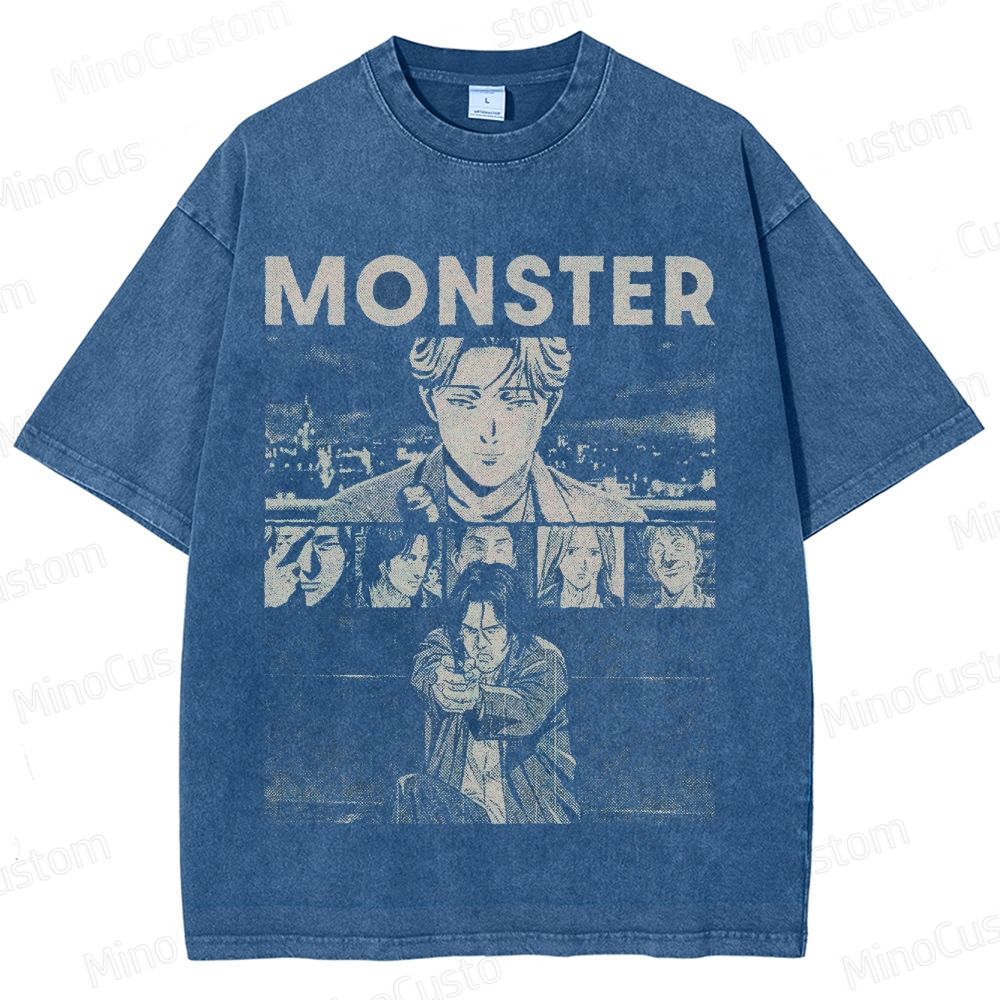 Monster Vintage Washed Mystery Thriller Anime T - shirt