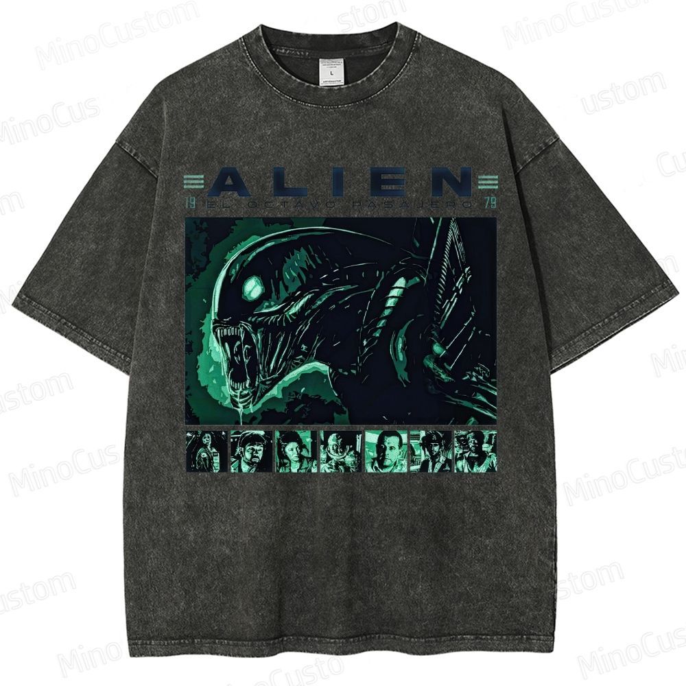 Alien Vintage Washed Sci - Fi Horror T - shirt
