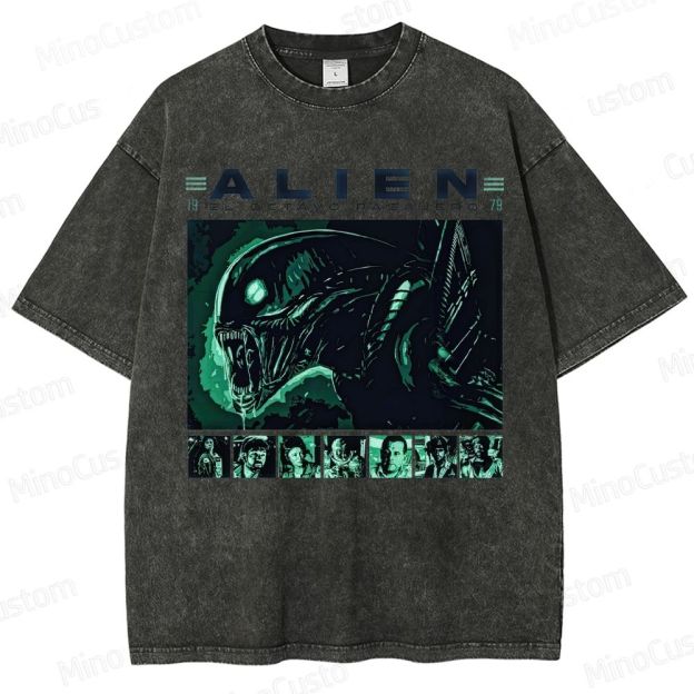 Alien Vintage Washed Sci - Fi Horror T - shirt