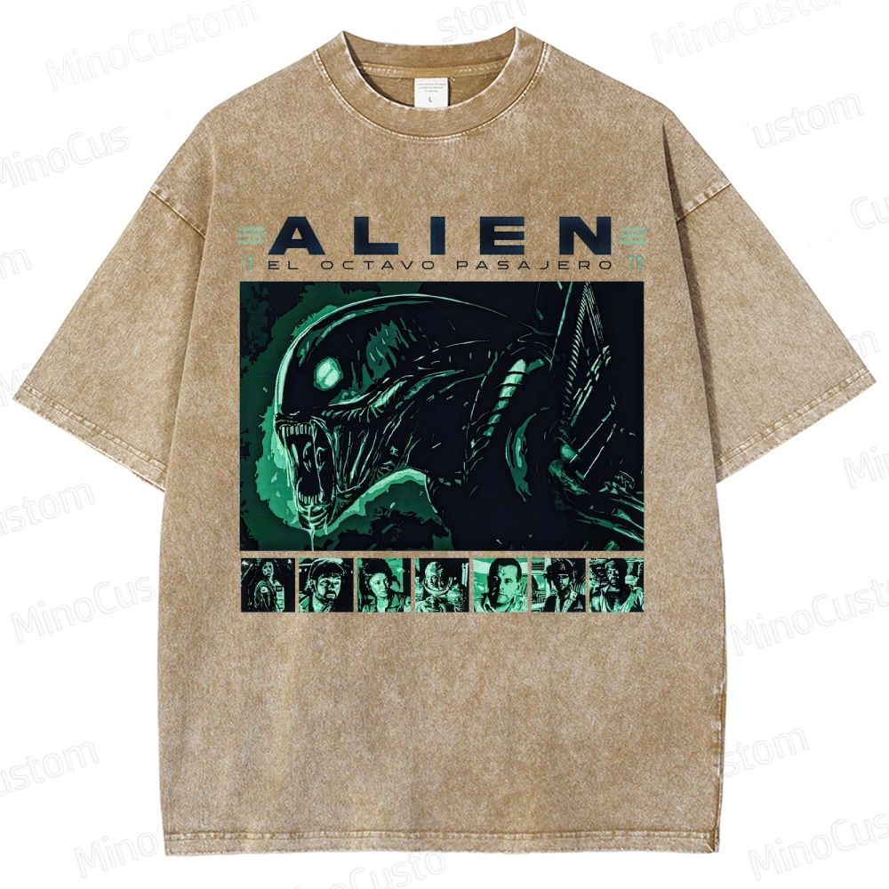Alien Vintage Washed Sci - Fi Horror T - shirt