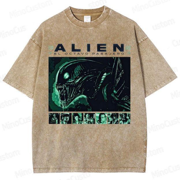 Alien Vintage Washed Sci - Fi Horror T - shirt